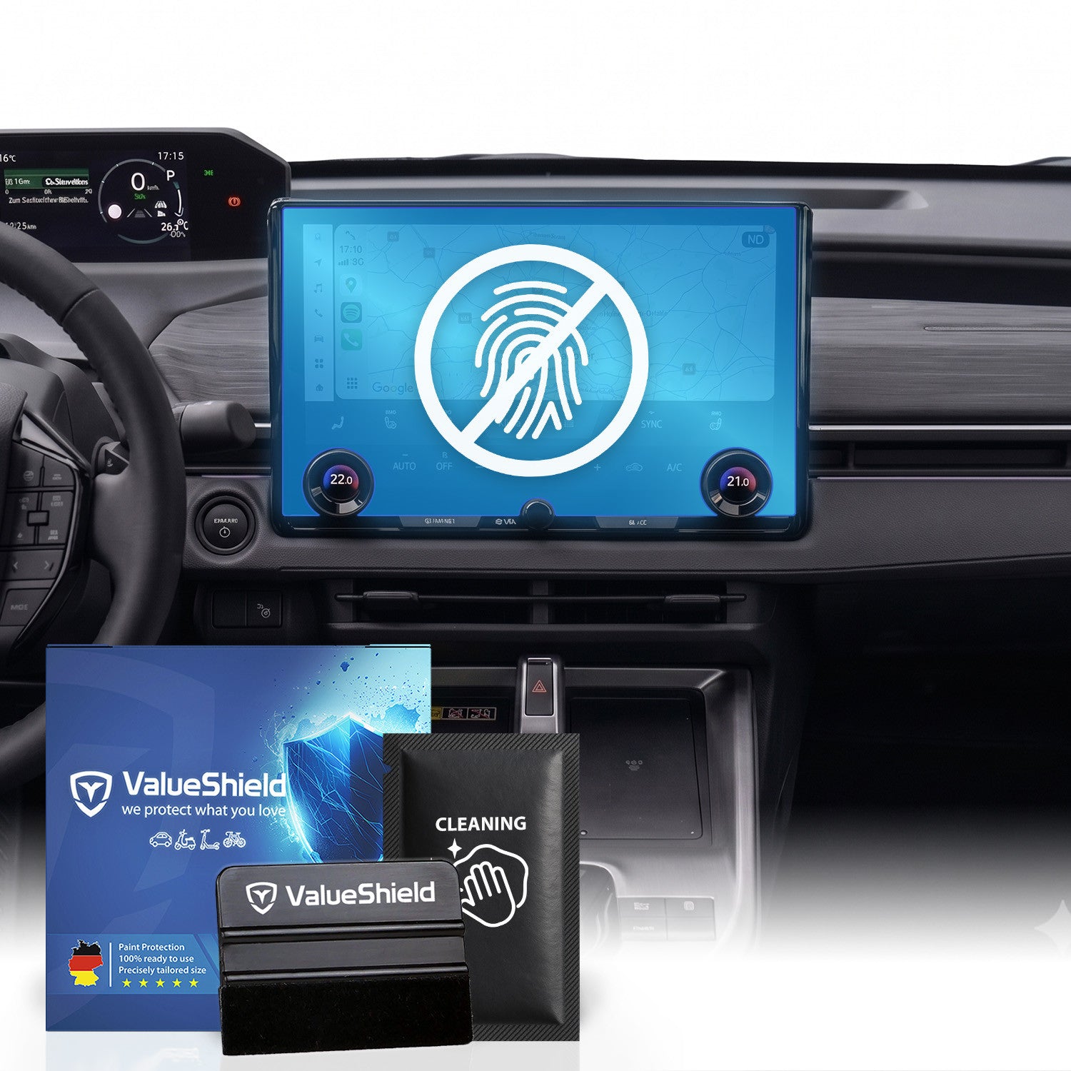 Anti-Fingerprint Displayschutzfolie passend für Toyota bZ4X 2022-2027 (5-Türer SUV)