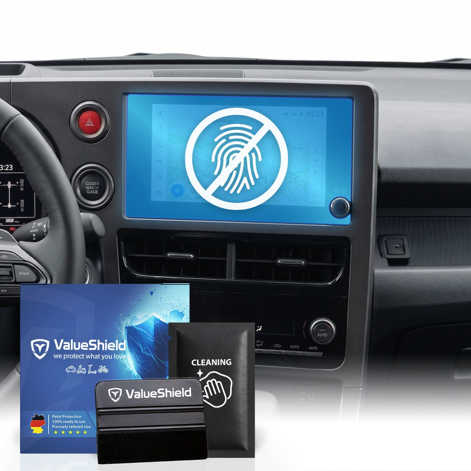 Anti-Fingerprint Displayschutzfolie passend für Toyota GR Yaris 2020-2027 (2-Türer Kompakt)
