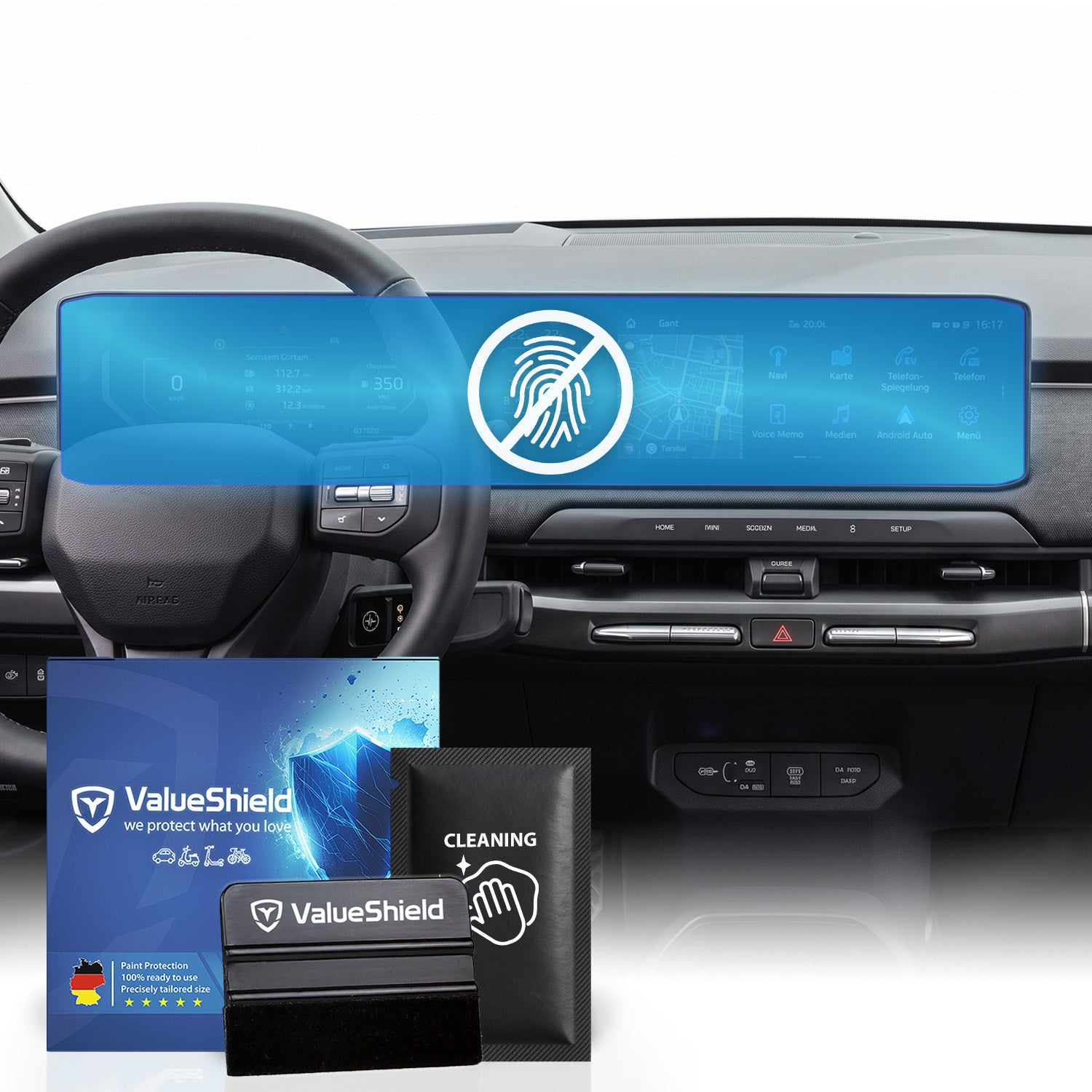 Anti-Fingerprint Displayschutzfolie passend für Kia EV9 2023-2029 (5-Türer SUV)