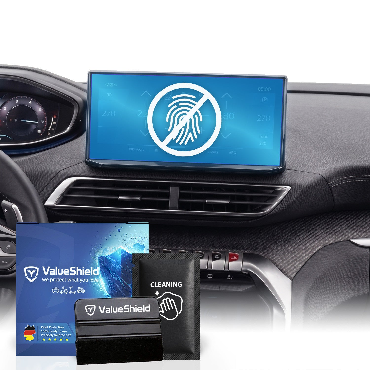 Anti-Fingerprint Displayschutzfolie passend für Peugeot 3008 II (M) 2016-2024 (5-Türer SUV)