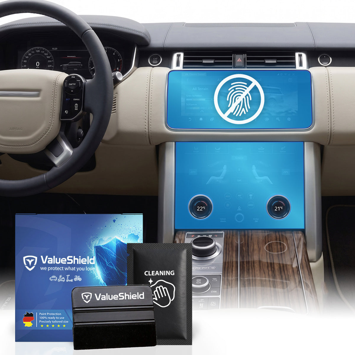 Anti-Fingerprint Displayschutzfolie passend für Land Rover Discovery Sport 5 2017-2027