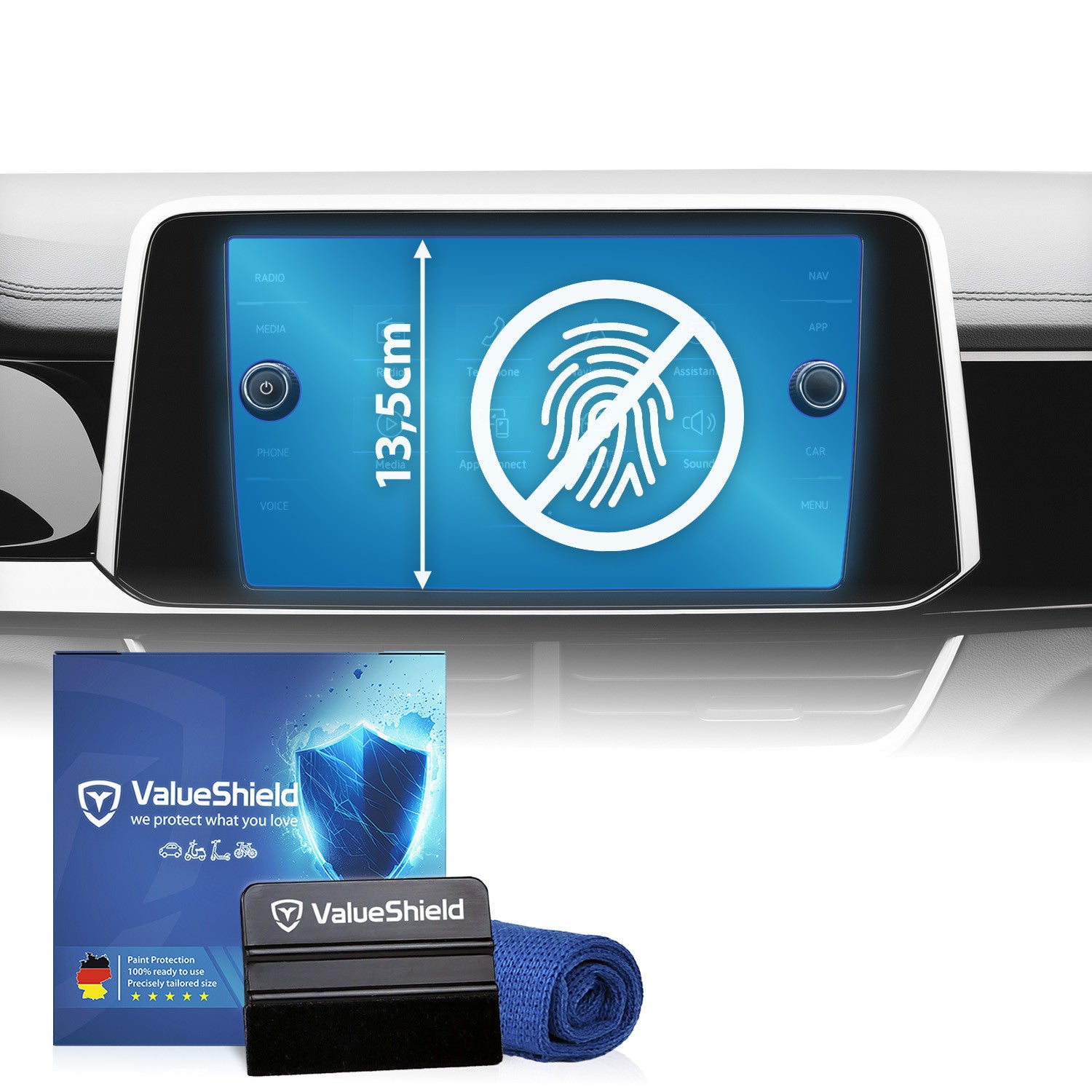 Anti-Fingerprint Displayschutzfolie passend für VW Tiguan 2 & Allspace (5-Türer SUV) 2017-2024