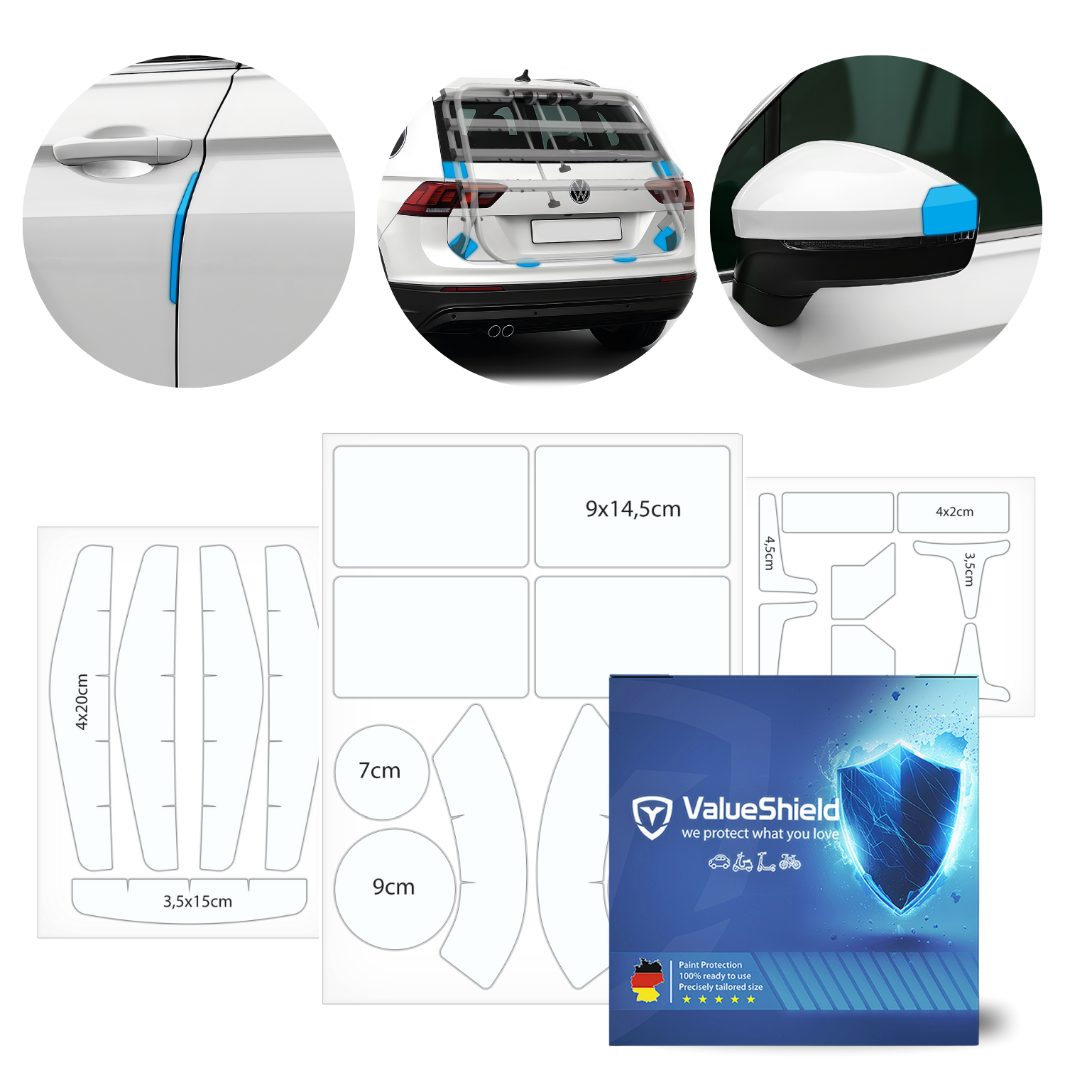 Film de protection de peinture XL en kit combiné, compatible avec Nissan Navara D23 / NP300 2015-2026 (pick-up 2/4 portes) + kit complémentaire universel