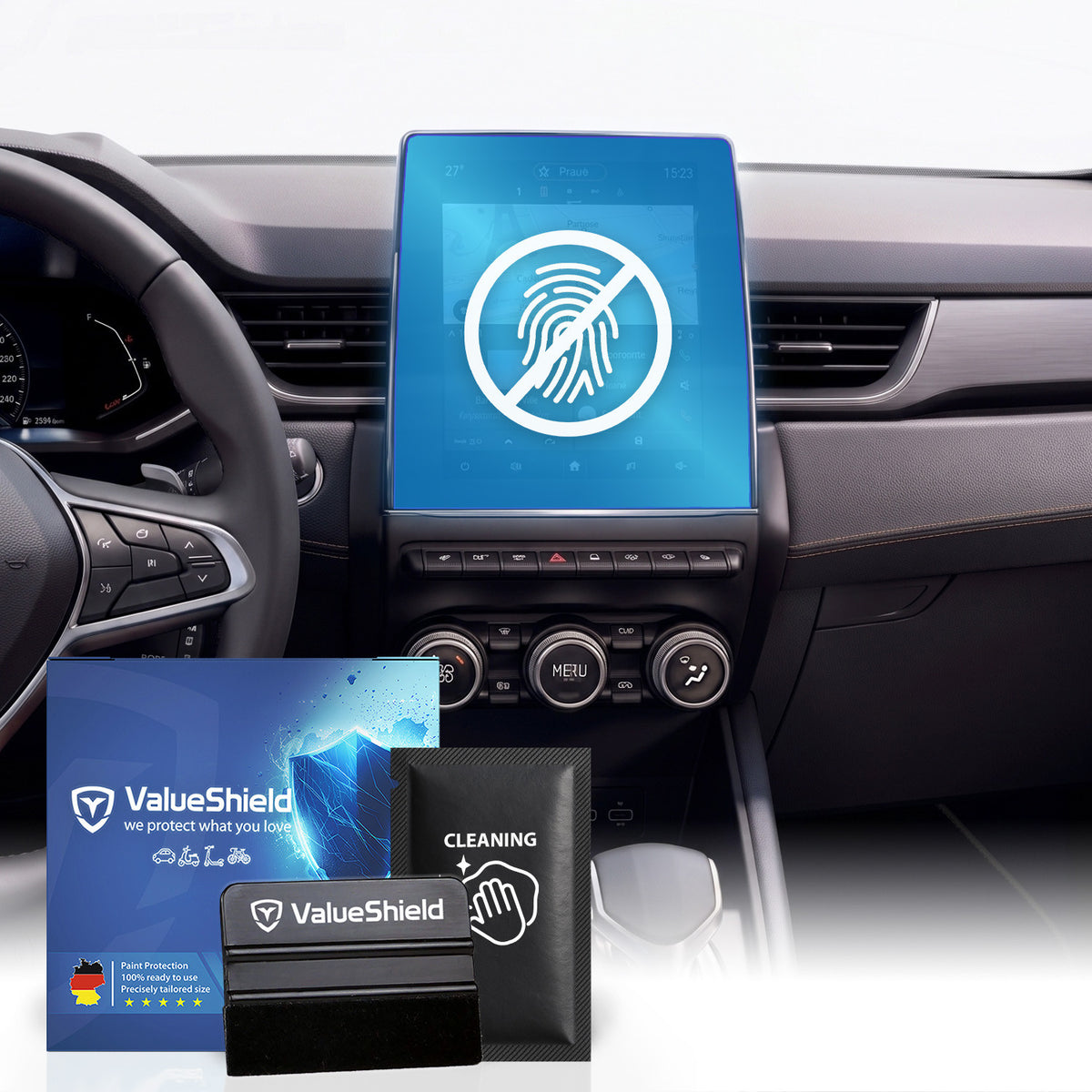Anti-Fingerprint Displayschutzfolie passend für Renault Captur 2 2019-2027 (4-Türer Kompakt)