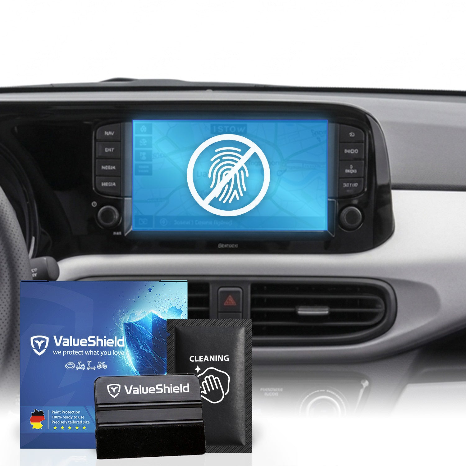 Anti-Fingerprint Displayschutzfolie passend für Hyundai i10 2019-2027 (5-Türer Kompakt)