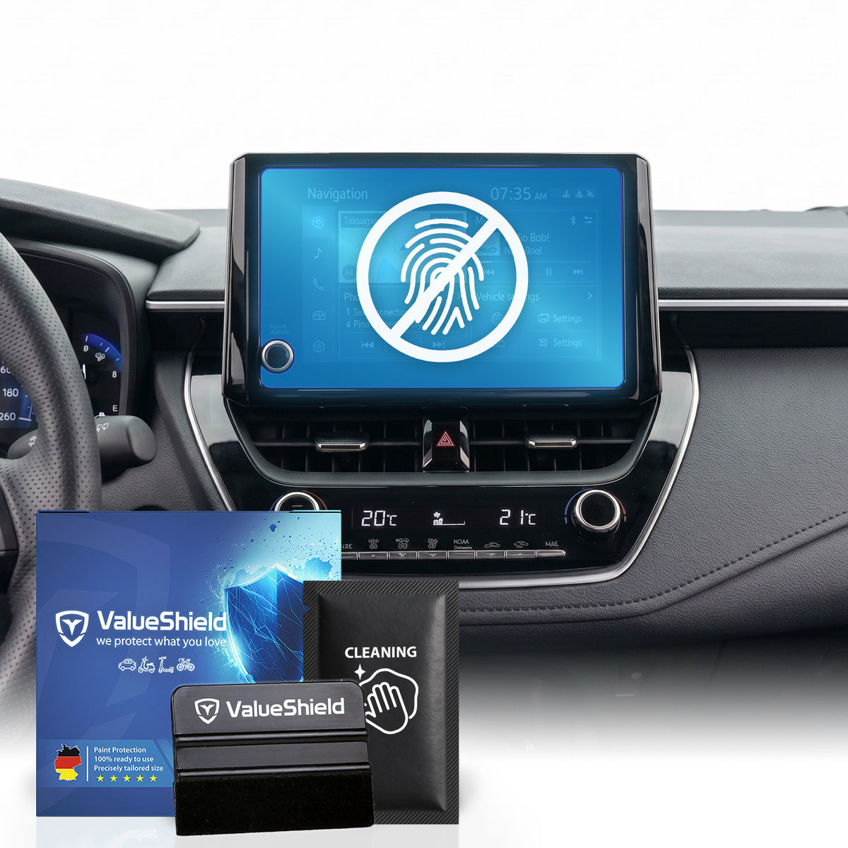 Anti-Fingerprint Displayschutzfolie passend für Toyota Corolla E210 2018-2027 (5-Türer Kompakt)