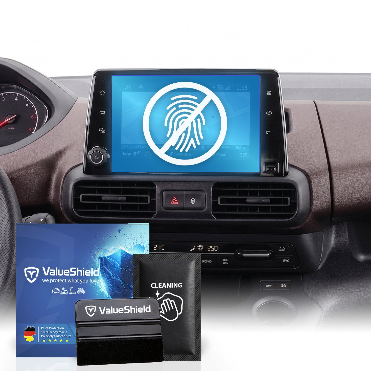 Anti-Fingerprint Displayschutzfolie passend für Toyota Proace City 2020-2027 (5-Türer Van)
