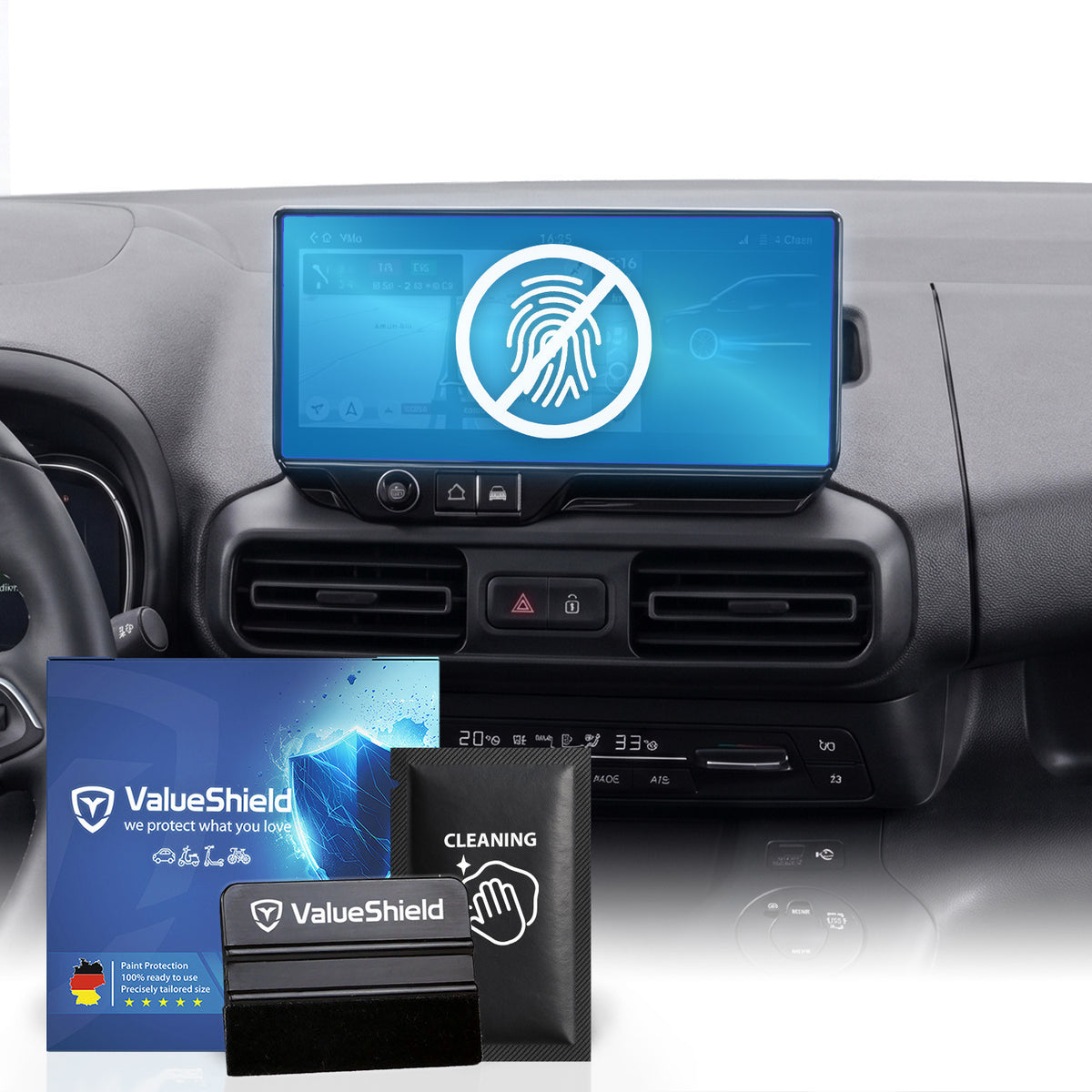 Anti-Fingerprint Displayschutzfolie passend für Opel Combo E 2018-2027 (3-Türer Kastenwagen)