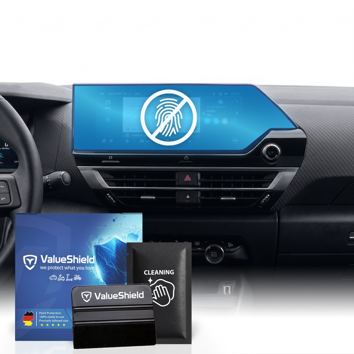 Anti-Fingerprint Displayschutzfolie passend für Citroen C4 / e-C4 3 2020-2028 (4-Türer Limousine)