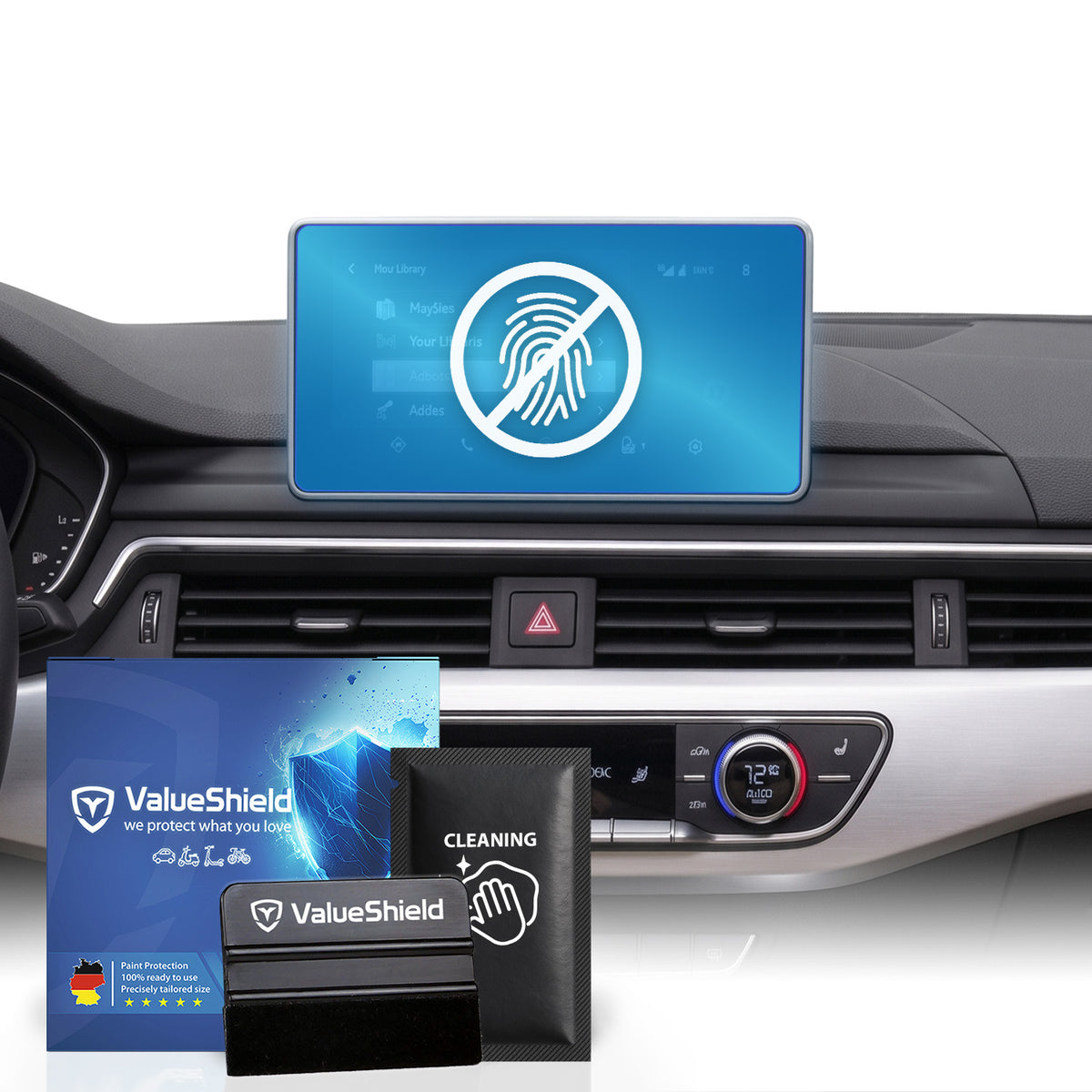 Anti-Fingerprint Displayschutzfolie passend für Audi A4 & S4/RS4 B9 2015-2024 (5-Türer Limousine)