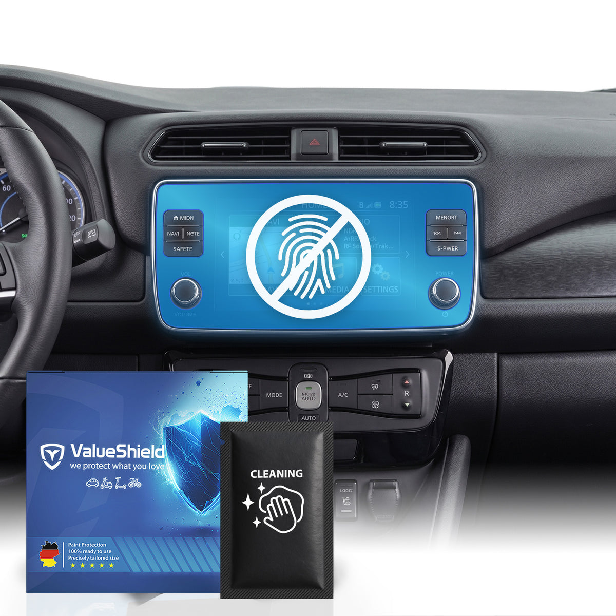 Anti-Fingerprint Displayschutzfolie passend für Nissan Leaf ZE1 2017-2024 (5-Türer Kompakt)