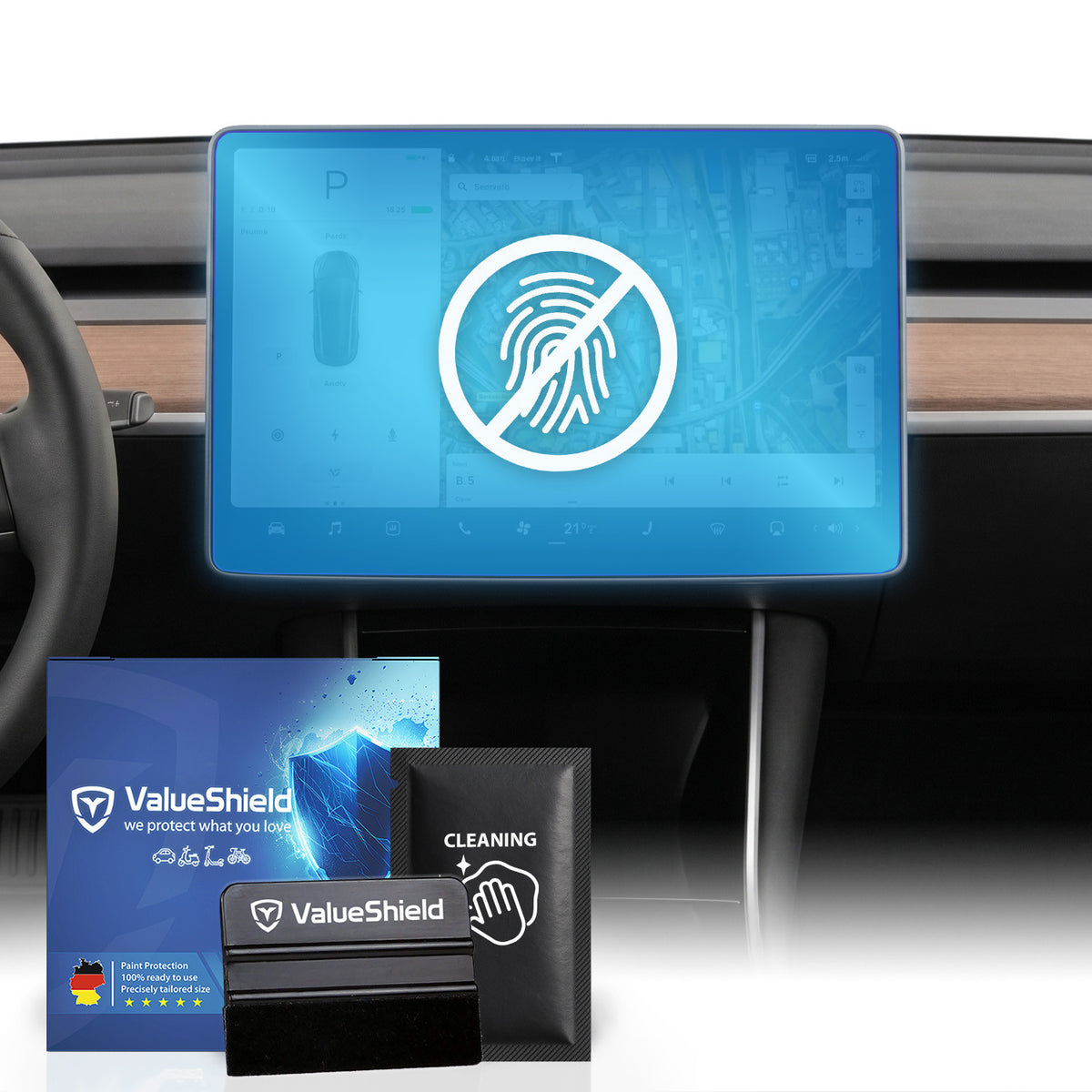 Anti-Fingerprint Displayschutzfolie passend für Tesla Model Y 2015-2029 (4-Türer Limousine)