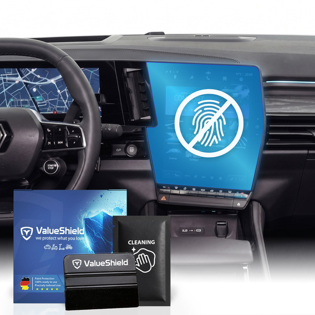 Anti-Fingerprint Displayschutzfolie passend für Renault 5 E-Tech 2025-2030 (2-Türer Kompakt)