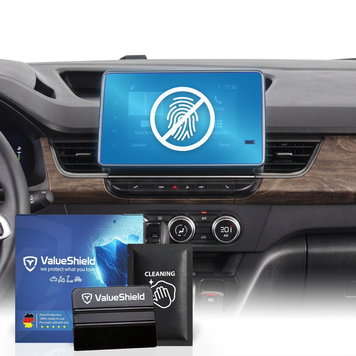 Anti-Fingerprint Displayschutzfolie passend für Renault Kangoo / Grand Kangoo 3 2021-2027 (5-Türer MiniVan)